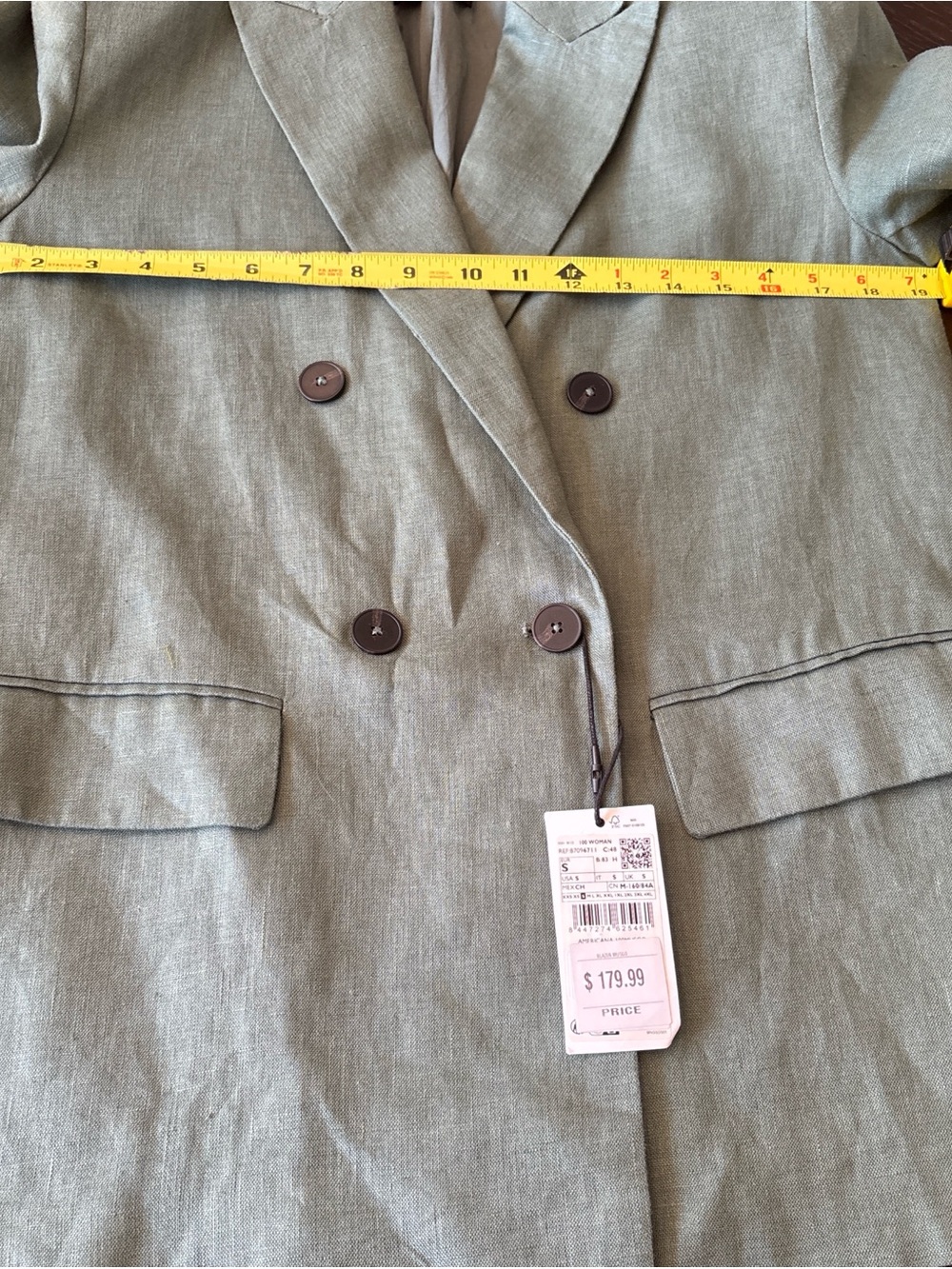 Mango Double-Breasted Blazer Sage Green NWT size Small retail $180 quiet luxury - Picture 6 of 7